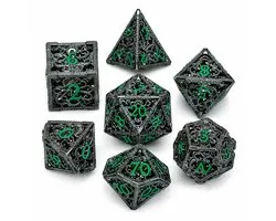 YQLAFT Metaal dobbelstenen set van 7, RPG dobbelstenen, D&D dobbelstenen, Dice set, groene metalen dobbelstenen