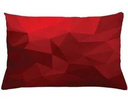 ABAKUHAUS Rood Kussenhoes, Triangular Mozaïek met Poly, Dubbelzijdige Digitale Print met Ritssluiting, Kleurecht, Onderhoudsvriendelijk en Wasbaar, 65 x 40 cm, Scharlachrot Rubin Rood
