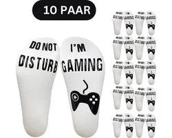10x Chaussettes de jeu avec texte "Ne pas déranger, je joue" - Wit - Taille 38-42 - 10 paires de chaussettes pour gamers