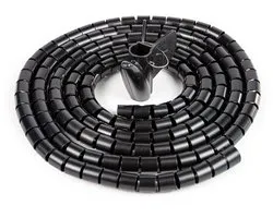 Rubbermagazijn - Gaine de câbles noire - Attache-câble - Bande spirale - Cable sleeve - Longueur 3 mètres - Diamètre 28mm