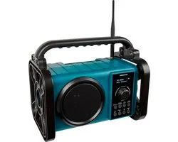 MEDION E66877 Radio de chantier - DAB+ - FM - Bluetooth 5.0 - IP44 - boîtier robuste - 5 W RMS - Bleu