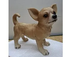 Chihuahua beeldje - 23 cm hoog - polystone - beeld - tuinbeeld - hoogkwalitatieve kunststof - decoratiefiguur - interieur - accessoire - voor binnen - voor buiten - cadeau - geschenk