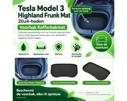 Tesla Model 3 Highland Frunk Mat (2024–heden) Voorbak Kofferbakmat – Waterdicht met Opstaande Rand – TRM