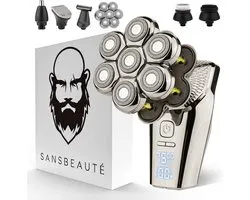 6-in-1 Scheerapparaat Mannen + Extra Scheerkop – Trimmer - Tondeuse - Sansbeauté® Skull Sharp PRO MAX - Electric Face & Head Shaver - Hoofd Kaal Scheren – Nat & Droog - Elektrisch