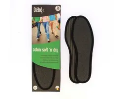 DEBE Coton Soft 'n dry Grey - Vocht absorberende en antibacteriële inlegzool in het Grijs - 40