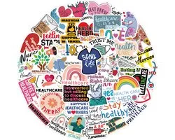 Gezondheidszorg Stickers - Verpleegkundige sticker set - 52 stuks met Engelse Teksten en afbeeldingen - Zorg/Ziekenhuis/Healt Care