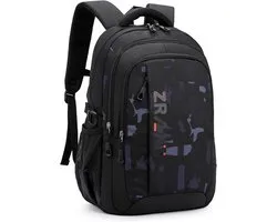 Schooltas voor jongens, zwarte rugzak voor de middelbare school, tas voor tieners en studenten, 15,6-inch laptoprugzak, casual dagrugzak voor reizen, perfect voor kinderen vanaf 9 jaar.