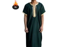 Nivard Islamitische Kleding - Djellaba Heren - Moslim Kleding - Arabisch Mannen Kaftan - Alhamdulillah - Groen XL