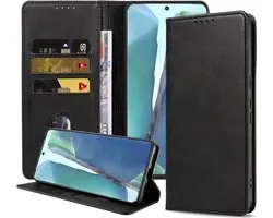 Smartphonica Telefoonhoesje geschikt voor Samsung Galaxy Note 20 kunstleren Hoesje met Magnetische sluiting en Pasjeshouders Book Case met Klepje - Zwart geschikt voor Samsung Galaxy Note 20