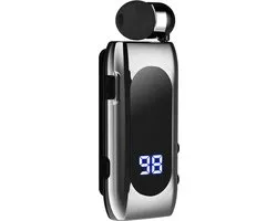 LISM-Lavalier Bluetooth-headset, draadloos, sportief, intrekbare Bluetooth-headset voor zakelijk gebruik, handsfree, zilverkleurig.