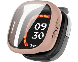 Hoesje Geschikt voor Fitbit Ace LTE - Bumper Case met Ingebouwde Tempered Glass Screen Protector Roze