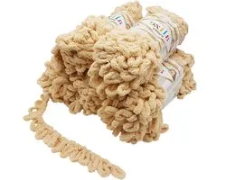 500 g Alize Puffy Finger Knit Wool Super Bulky Loop Without Needle - Beige 310