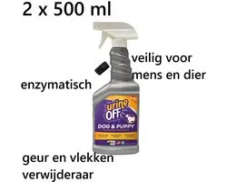 2 X URINE OFF - CHIEN ET CHIOT - 500 ml - Détachant et déodorant - Action bio-enzymatique - Dès le contact. = 1 LITRE sans danger pour les humains et les animaux