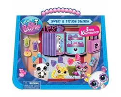 Littlest Pet Shop - Snoepdoos en stijldoos - 4-in-1 winkel - Set van 3 dieren, 15 accessoires, 1 kaart, 1 Roblox-code - Minifiguren van dieren om te verzamelen - speelgoed voor kinderen van 4+ - BF00722