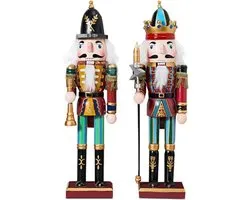 Kerst Notenkraker Soldaat 30 cm Houten Notenkraker Kerstversiering - 2 Pack