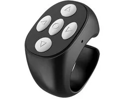 Nieuwe draadloze Bluetooth-afstandsbediening - Video Scrolling Ring-afstandsbediening Pagina-omdraaier Bluetooth-ringscroller - Scrolling Rings Oplaadbare camera-video-afstandsbediening - Zwart