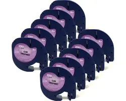 DULA® plastique Étiquettes 12267 pour Dymo LetraTag Label Printer - Zwart sur Transparent - 12 mm x 4 m - S0721530 Tape pour étiqueteuse - 10 Pack