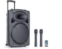 Qtx QR12PABT Mobiele Bluetooth PA Luidspreker Box Batterij Trolley USB/SD/VHF 700W