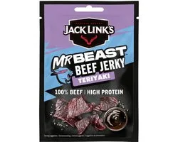 Jack Link's Teriyaki Beef Jerky - High Protein - 100% Beef - Hoog in Eiwitten - Ideale Proteine Snack - voor Tussendoor, Onderweg of voor het Sporten - 12x25g