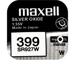 MAXELL - 399 - SR927W - zilveroxide knoopcel horlogebatterij 2 (twee) stuks