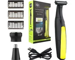 KCVV Rasoir pour hommes - Tondeuse à barbe rechargeable, rasoir étanche, machine de rasage professionnelle pour cheveux, lame de rasoir (noir)