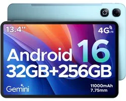 DOOGEE TAB G6 MAX - Tablet - Tablets - 32GB ROM + 256GB RAM/2TB TF - Android 16 - 4G LTE - 13,4-inch FHD+ 90Hz IPS - 11000mAh/18W - Unisoc T7280 Octa core -gamingtablet - 5G Wi-Fi - Widevine L1 - Face ID - OTG - Dubbele luidsprekers - Blauw
