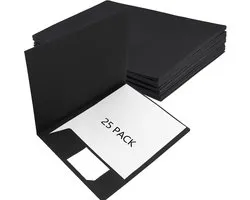 25pcs A4 Kraft Paper File Folders, Double-Sided A4 Folders, Black Square Cut Folders for Office, Restaurant, Home - ShopVlot
