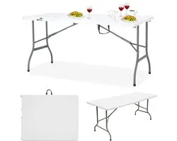 MaxxGarden Vouwtafel - Inklapbare Tuintafel - Campingtafel Opvouwbaar - Klaptafel - 152x70x74 cm - Wit