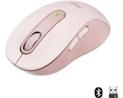 Logitech Signature M650, Droitier, Optique, RF sans fil + Bluetooth, 2000 DPI, Rose