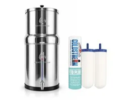 Aquaticstream 8.5L Gravity Filtration System™ | Coldstream FTO+ Filters + 7" Stainless Steel WaterView (berkey alternatief)