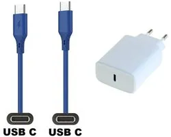 20W snellader + 1,0m USB C naar C kabel. Universele PD lader. Oplader adapter past op JBL Endurance Peak II, Flip 5 / 6, Free 2, GO 3, Jr310BT, LIVE Flex / Free NC + / Pro 2 / Pro_300TWS