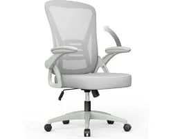 Chaise de bureau - Chaise ergonomique BIGZZIA - Fauteuil avec accoudoir rabattable à 90° - Support lombaire - Hauteur réglable Grijs