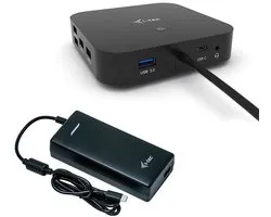 i-Tec - Compact USB-C Docking Station - 2 x Displayport - 5 x USB-A - 1 x USB-C - Ethernet - Audio In/Uit - Kaartlezer - Inclusief 100W oplader - Geschikt voor laptops met Thunderbolt 3/4/5 of USB-C