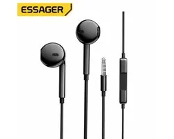Essager Oortjes met Draad | Bedrade Oordopjes met Microfoon | 3.5mm Jack | In-Ear Earphones | Stereo Bass Headset | Oordoppen voor Samsung Xiaomi Huawei iPhone PC Laptop Tablet | Volumeregeling | Zwart | 120cm Kabel