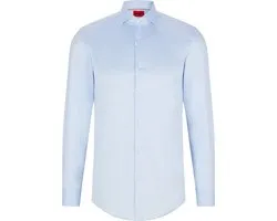 Chemise slim fit HUGO Kason - sergé - bleu - Repassage facile - Taille col : 41