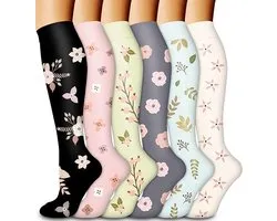 Chaussettes de compression pour femmes et hommes avec soutien circulatoire (6 paires) - Chaussettes avec soutien progressif pour la course et l'athlétisme (L-XL)