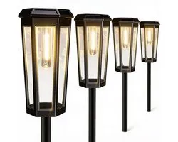 Suntac Solar Tuinverlichting - 4 Stuks - Tuinfakkels & Priklampen - Warm Wit - IP44