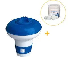 Flotteur de chlore avec pastilles de chlore | Forfait combiné | 2,7 grammes | 180 pièces | Idéal pour les petites piscines