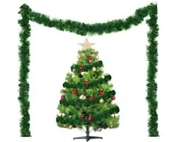 4 Pieces Christmas Garland - Green Artificial Spruce Garland - Diameter 13 cm - 12 m Christmas Decoration - Tinsel for Mantle - Staircase - Fireplace - Indoor Christmas Tree Accessory