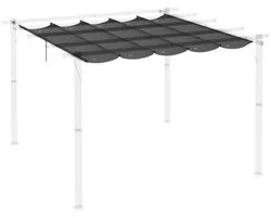 2,5x2,55m Uitschuifbaar Techno-doek voor pergola met 3x3 schoonmaakdoek en 10 afvoergaten Donkergrijs