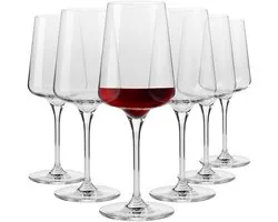 KROSNO | Rode wijnglazen | Set van 6 glazen - 500 ml | Loodvrij Kristalglas, Traditioneel vakmanschap, Elegant ontwerp | Perfect voor thuis, restaurant en feesten | voor de vaatwasser