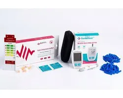 Cholesteroltest + Bloedsuikermeter inclusief 50 teststrippen/lancetten - diabetes test - glucosemeter - cholesterol zelftest - cholesterol thuistest
