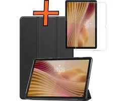 Housse Convient pour Lenovo Tab 10.1 Housse Tri-fold Housse de Tablette Case Met Protecteur d'écran - Housse Convient pour Lenovo Tab 10.1 pouces Housse Hardcover Bookcase - Zwart