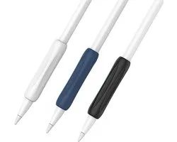 Daity Set van 3 ergonomische siliconen grips voor Apple Pencil 1e generatie, 2e generatie, Apple Pencil (USB-C-interface) en Apple Pencil Pro 2024; inclusief beschermhoesjes (zwart, wit en blauw).