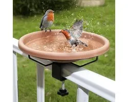 Dailygoods - SANOTO Vogelbad, vogelbad, balkon, grote balkonleuning, tuin, modern vogelbad, diameter 30 cm, groot, vorstbestendig, winterbestendig, hangend voor balkonleuningen