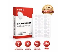OUHOE Microdarts Tag'Gone Patch – Snelle & Pijnloze Verwijdering van Skin Tags-Acne & Puist Patch – Puistjes Verwijderen & Hydratatie – Tea Tree & Calendula – Anti-Bacterieel & Kalmerend – Beschermende Hydrocolloïde Pleisters (144 stuks)