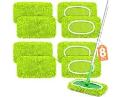 8 Stuks - Herbruikbare microvezel doekjes - Geschikt voor Swiffer Wetjet - Wasbare dweilpads - Microvezel mopkussens - Duurzaam & Absorberend - Perfect voor Dagelijks Schoonmaken - Milieuvriendelijk Alternatief - Groen