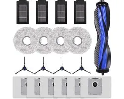 Ensemble d'accessoires 19 pièces - Compatible avec Ecovacs Deebot T50 Pro Omni/T50 Omni Robot aspirateur - 1 Brosse principale, 4 Chiffons de nettoyage, 4 Brosses latérales, 4 Filtres HEPA, 6 Sacs à poussière - Pièces de rechange