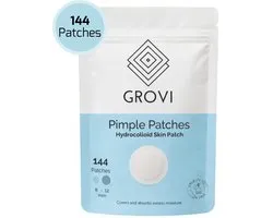 Grovi Premium Pimple Patch 144 Stuks - Puisten Verwijderaar - Acne Patches - Hyrdocolloid - Emergency Dots - Anti Mee-eters - 8 & 12MM
