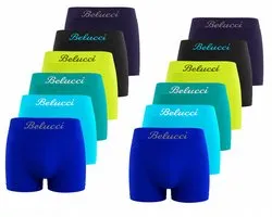 Boxers pour garçons Belucci – Sans couture – Lot de 12 – Couleurs diverses - Taille 140/158